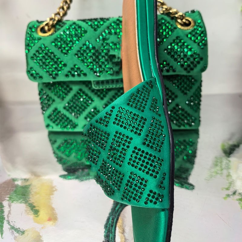 2025 Crystal Decorated Bow Perfume Pouch, Women's New Summer Fashion Brand Bag, Sparkling Bow Decoration, Floral Perfume Pouch