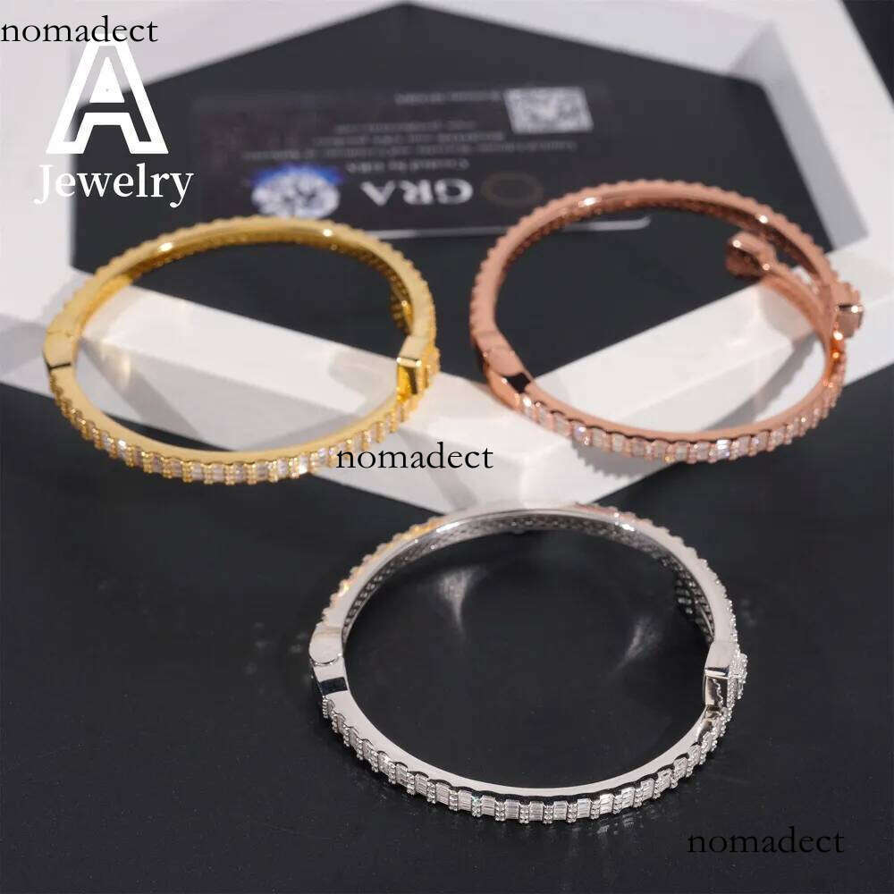 Fashion Baguette Moissanite Sier Trendy Jewelry Clover Bangles Bracelets
