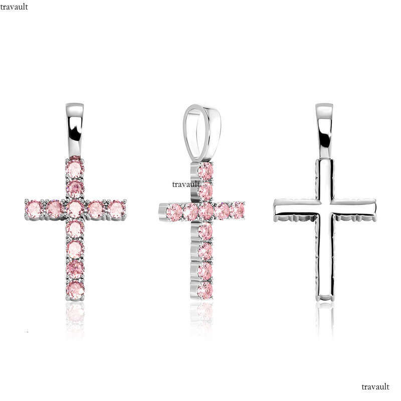 Hip Hop Color-Retaining Plated Maswei Same Style Color Dia Cross Pendant Necklace Unisex Rap Simple Accessories