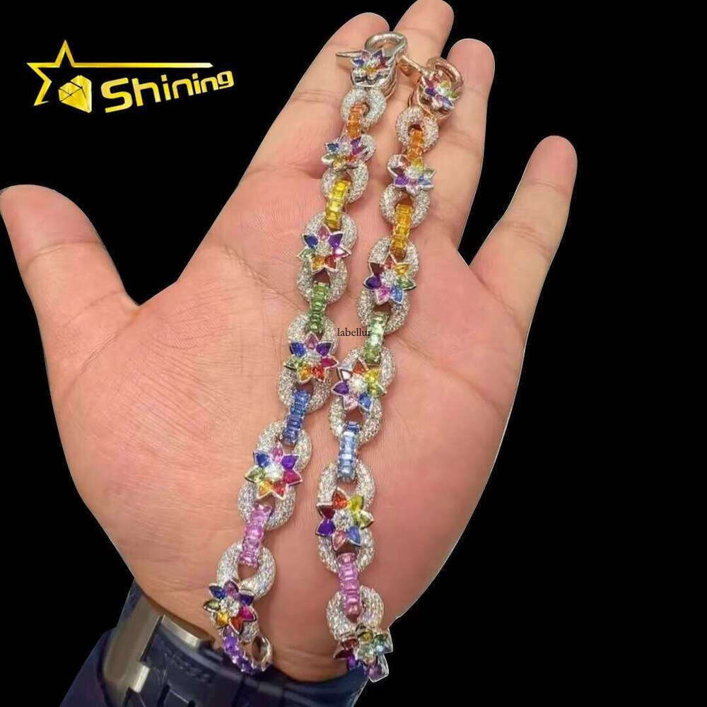 Customized Rapper Jewelry Iced Out Hip Hop Sterling Sier Moissanite Cuban Link Bracelet for Men Women