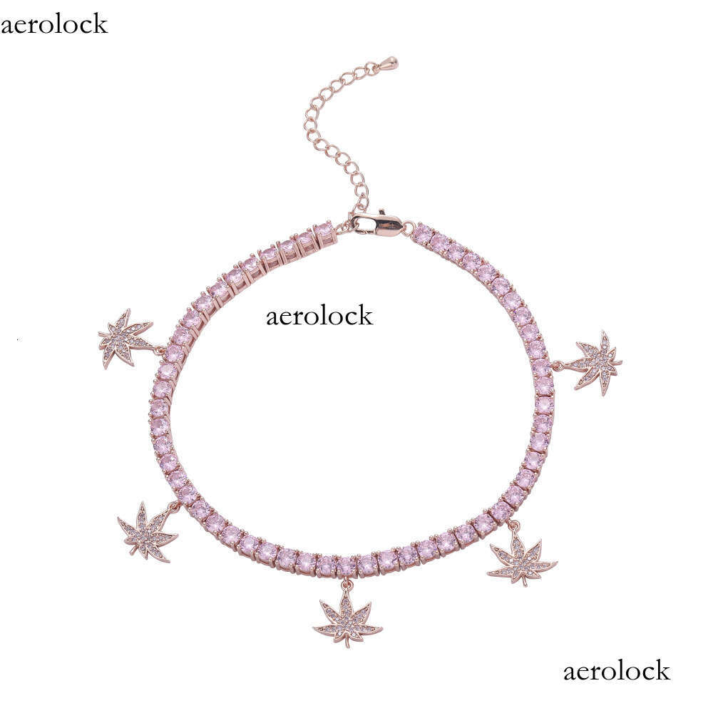 Women's Maple Leaf Hip Hop 4mm 9inch+ Extension Chain Tennis Anklet Jewelry