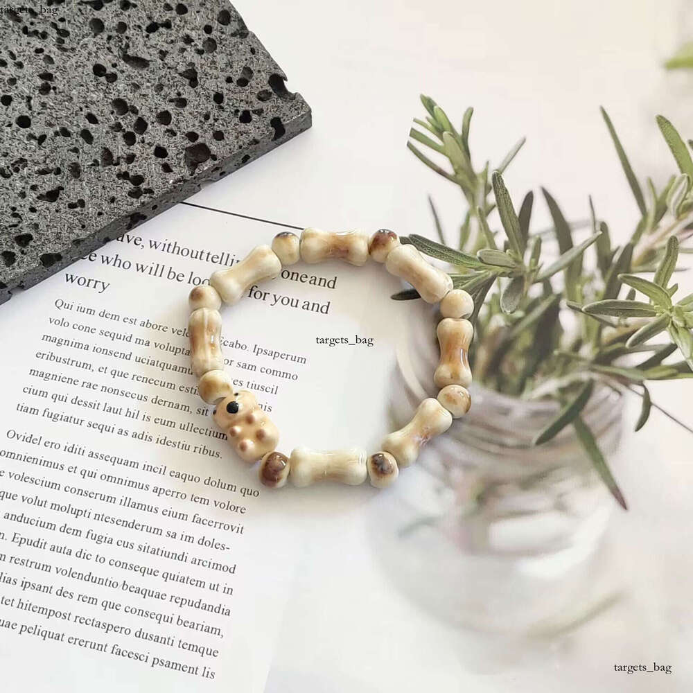 National New Chinese Handmade Woven Dog Bone Ceramic Bracelet for Women Ethnic Style Couple Niche Hand Jewelry