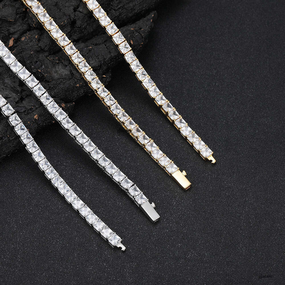 5.5mm Zircon Bracelet Spring Buckle Square Tennis Chain High-end Hip-hop Jewelry Accessories