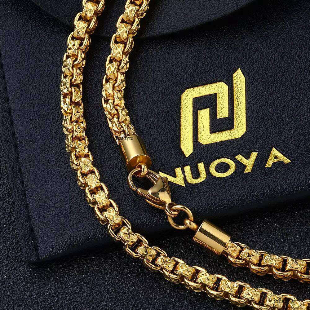 NUOYA 5MM New Fashionable Stainless Steel Emed Square Design Hip Hop Style Unisex Personalized Chain Bracelet