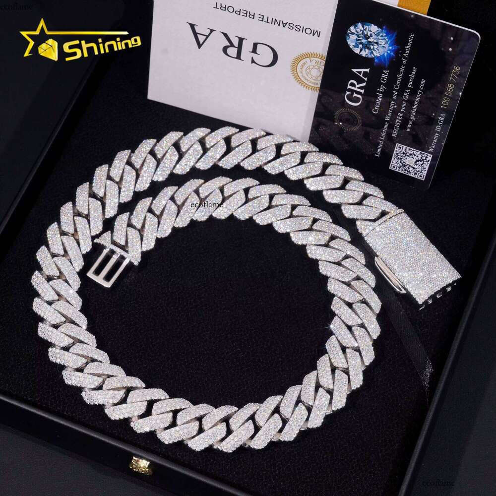 Sterling Sier Fine Pendant Necklace Bracelet Iced Out Vvs Moissanite Hip Hop Jewelry Cuban Link Chain