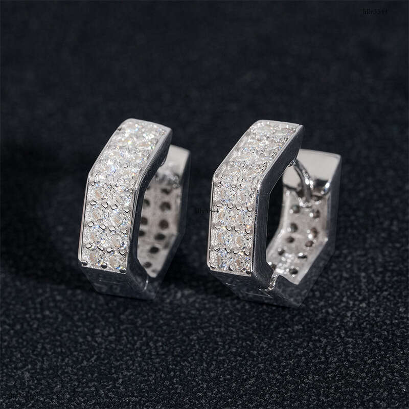 New Moissanite Sier Gold Plated Light Fashion Men's and Women's Earrings