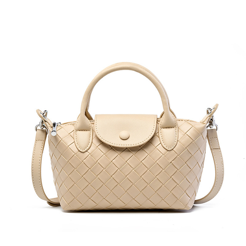 Niche Design Genuine Leather Small Trendy New Cowhide Woven Women's Dumpling Phone Handheld Crossbody Bag