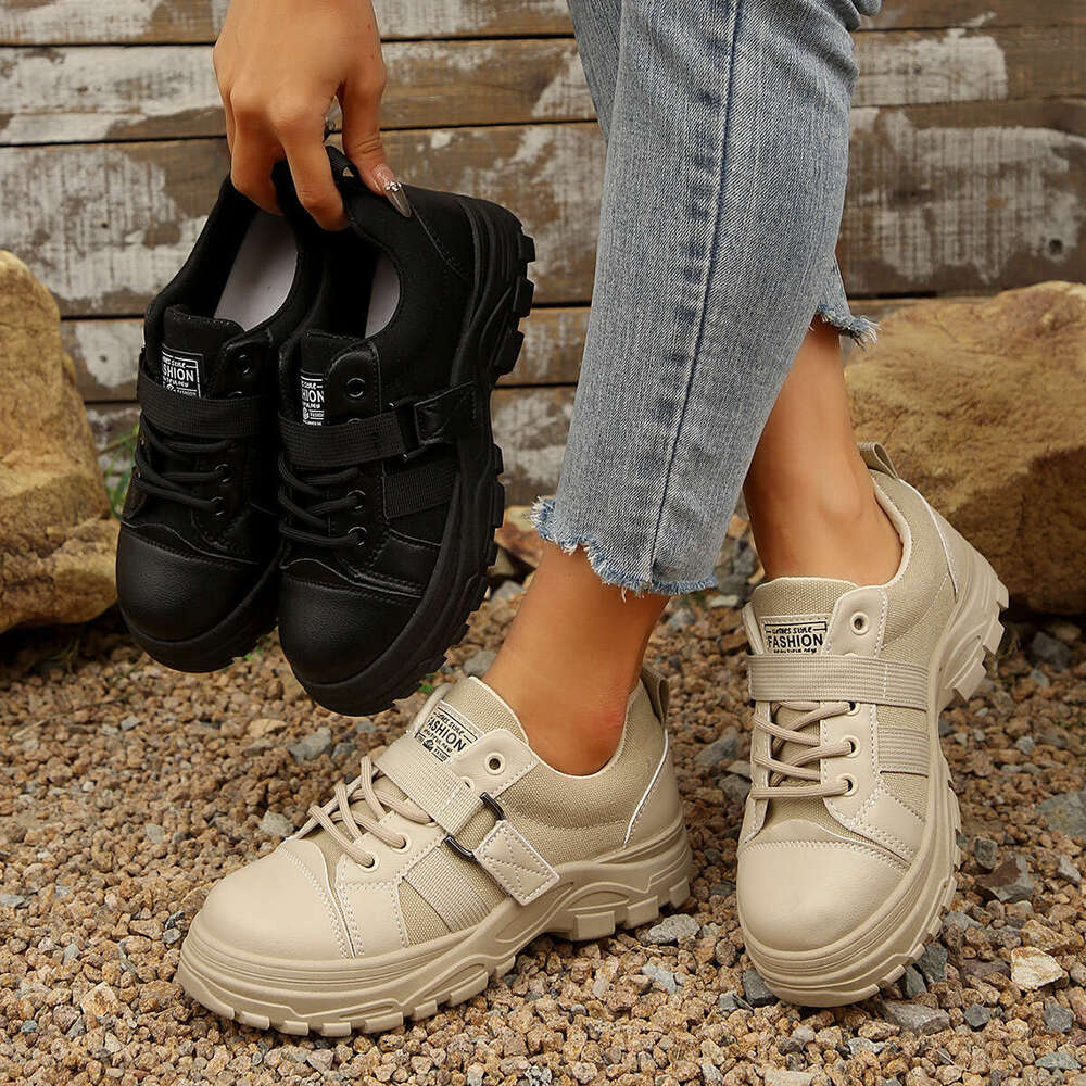 36-45 Plus Size 2025 New Casual Women Four Seasons Thick-Soled Front Designer Shoes Lace-Up Sports Shoes for Women