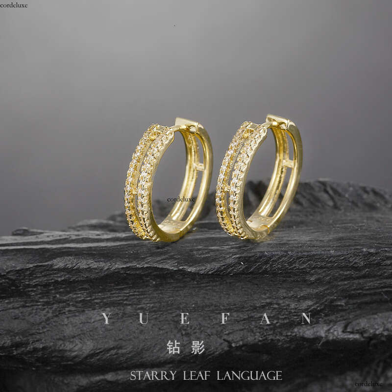 Hollow Double Layer Earrings for Women, Pure Sier, Niche Design, Exquisite Clips, Simple Ins Style, Elegant Ear Accessories