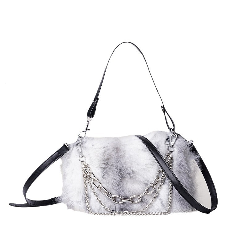 Gradient Color Furry for Women 2025 New Winter Plush Underarm Shoulder Bag ddmymoon