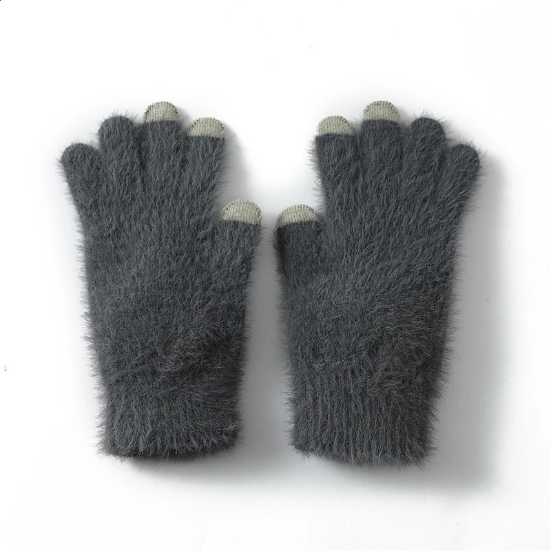 100% Mink Cashmere Gloves Women in Autumn and Winter Warm Thick Five Finger Gloves for Typing Touch Screen Gloves UNISEX 250807