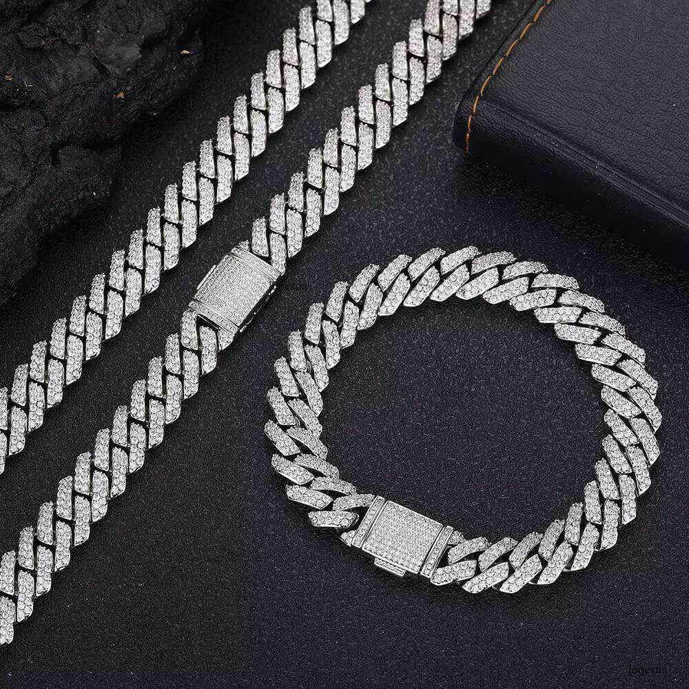 Hot Sale 10mm Dia Iced Out Two Row CZ Stone Sier Miami Cuban Link Bracelet