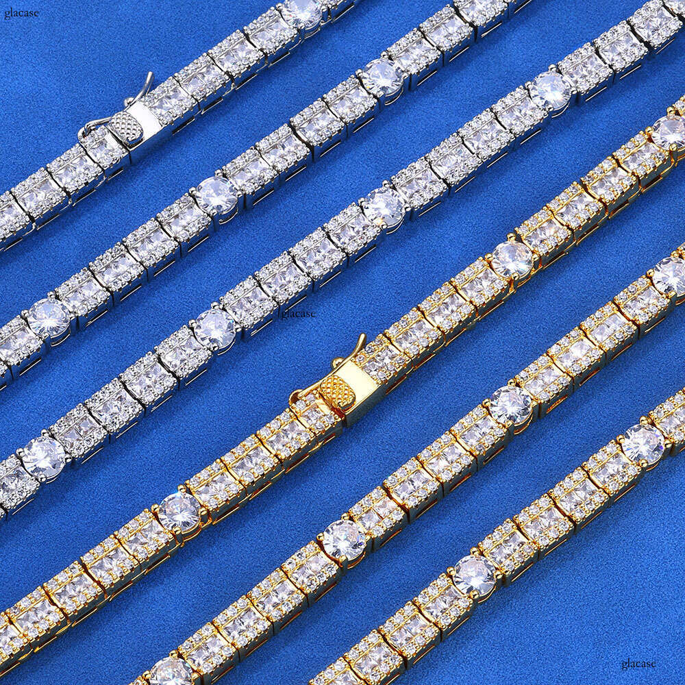 6mm Mixed Hip Hop Jewelry Men's Necklace Square Round Moissanite chain Tennis Chain
