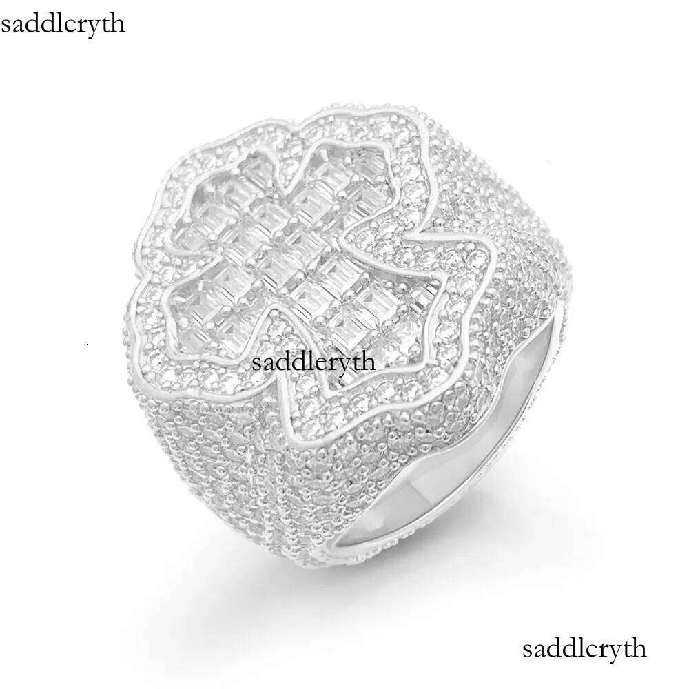 Zhenxuan s Sier Inlaid VVS Moissanite Hip Hop Cross Ring Fashion Trend Essential Ins Jewelry da
