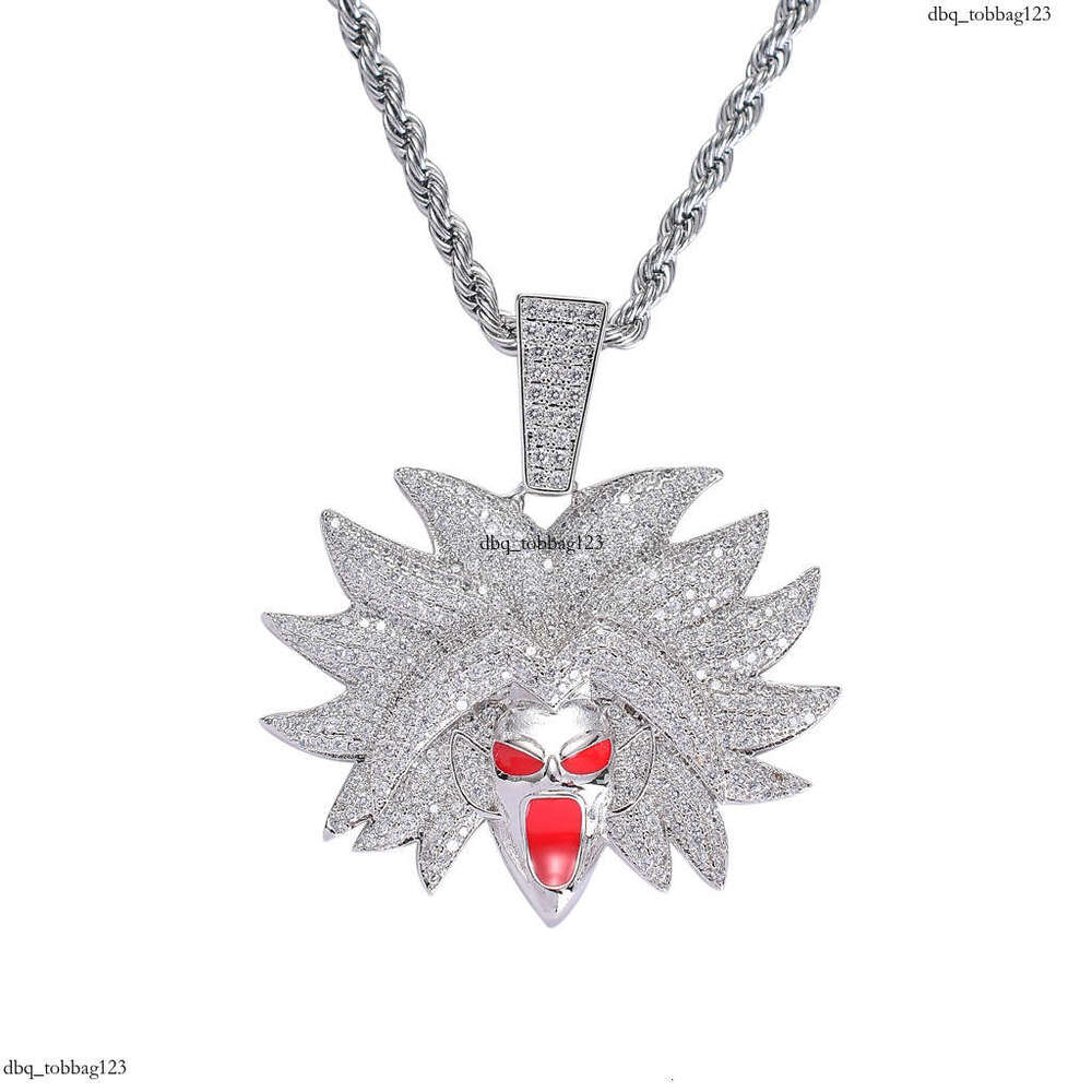 Necklace Dragon Ball Character Broly Avatar Trendy Full Moissanite chain Colorful Pendant Hip Hop Accessories