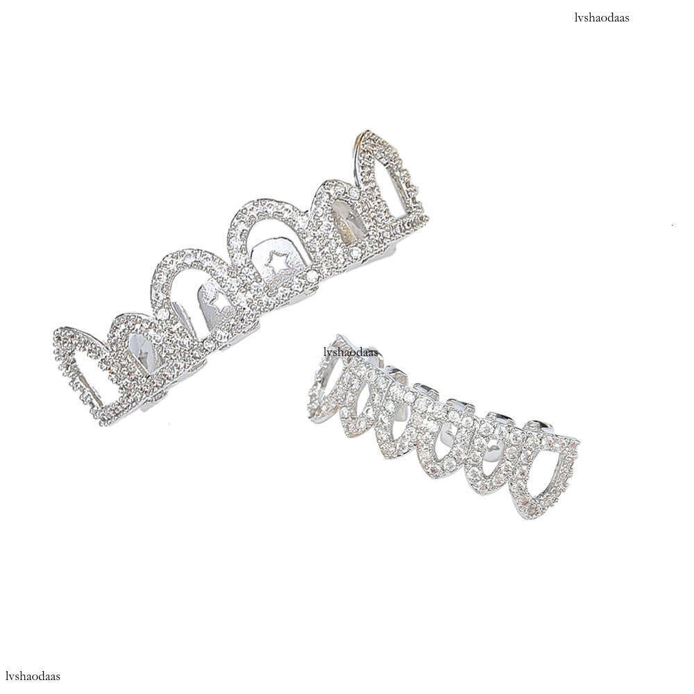 Hip Hop Set Halloween Gift Funny HIPHOP Hollow Micro Paved Zircon Gold Teeth
