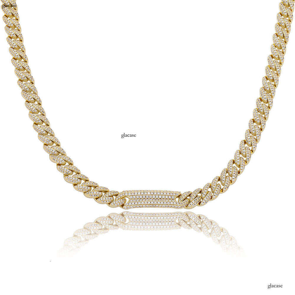 Hip-Hop Trendy Jewelry 9mm Micro Paved Moissanite chain Cuban Chain Versatile Necklace