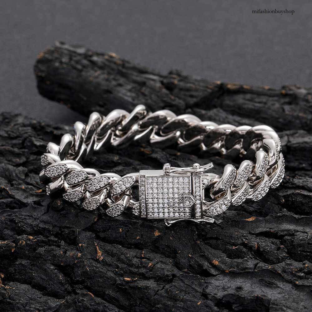 12mm High-Quality Double Row Full Dia Cuban Micro Pave Zircon Hip Hop Men's Bracelet Jewelry