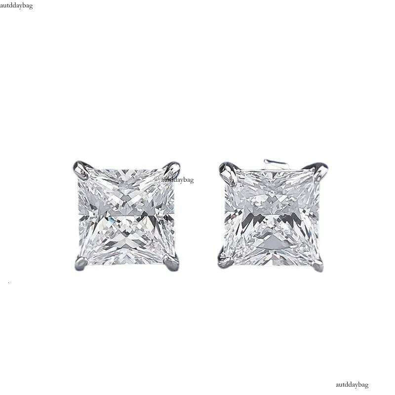 Choucong Brand Stud Earrings Jewelry Real 100% S Sterling Sier Princess Cut White Moissanite Dia Gemstones Party Women Wedding Earring Gift