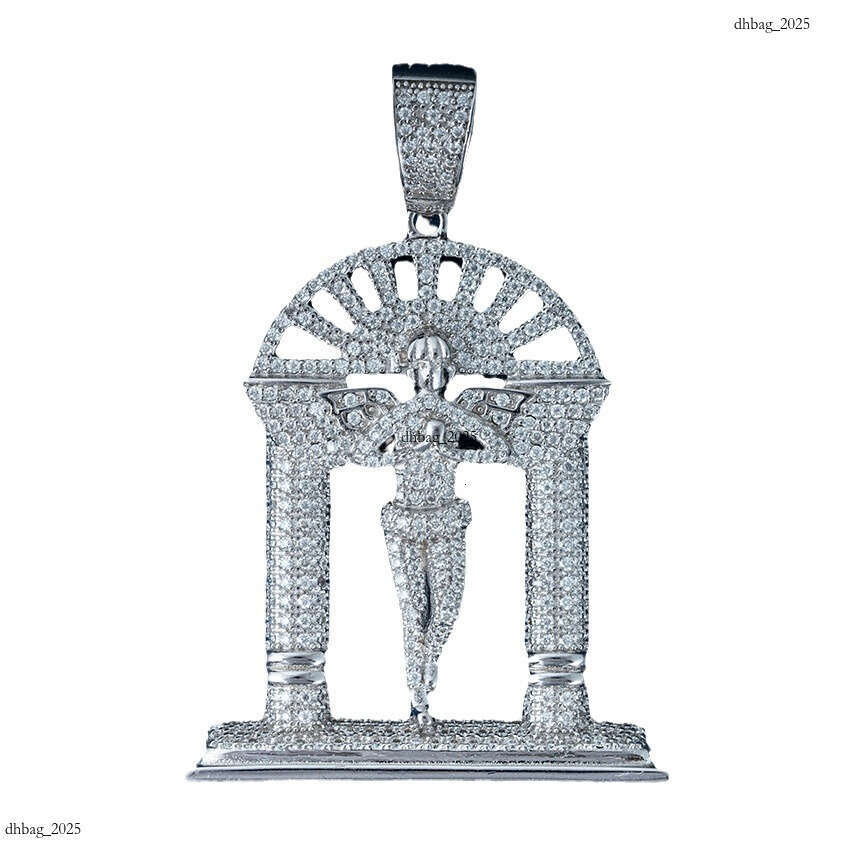 New Personality Angel Door Trendy Hip Hop Jewelry Full Inlaid Moissanite Pendant Necklace