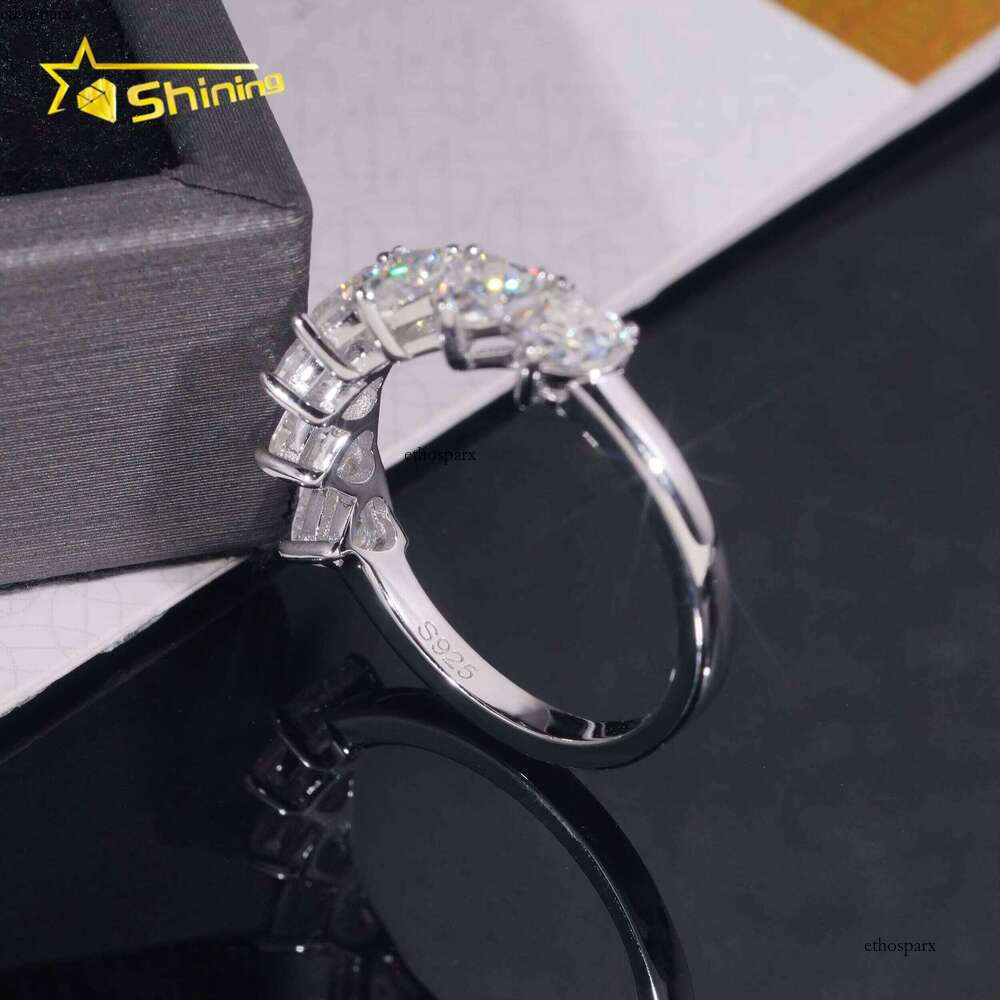 Sterling Silver Heart Shape 4mm Half Eternal Moissanite Women Ring