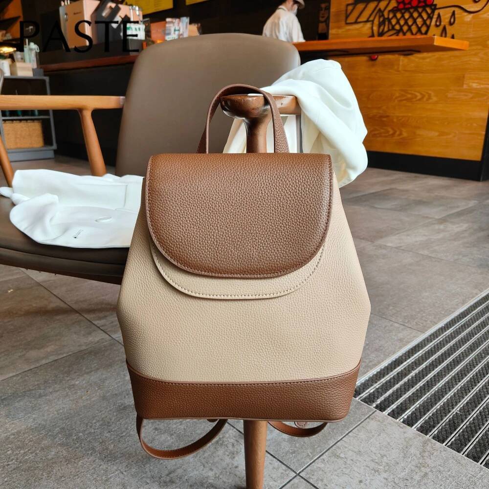 2024 Pink Hit-color Women's Fashion Backpack Luxurious Matte Suede Cow Leather College Students Bagpack Lovely Rucksack