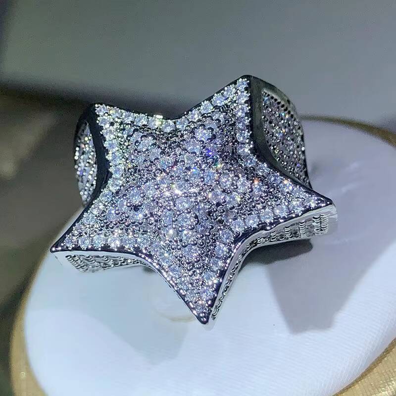 Luxury Custom Jewelry Hip Hop Vvs Moissanite Diamond Ring Bling Iced Out Initial 925 Silver Championship Ring for Mens