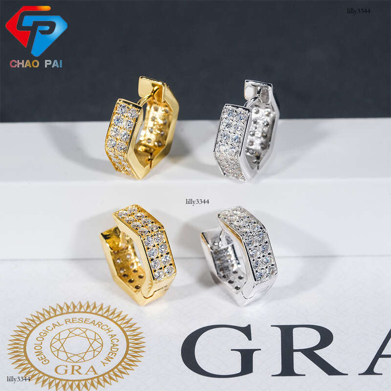 New Moissanite Sier Gold Plated Light Fashion Men's and Women's Earrings