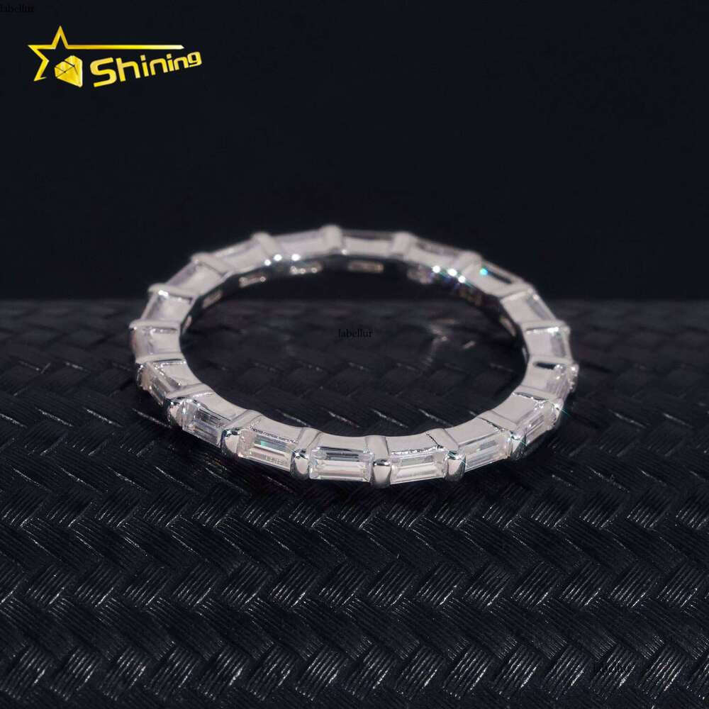 Pure Silver D VVS Baguette Moissanite Wedding High-Quality Women's Fashion Jewelry Ring