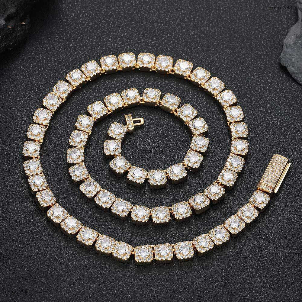 Hip Hop 7mm Flip Clasp Moissanite chain Rock Candy Chain Men's Necklace Jewelry High-end Niche