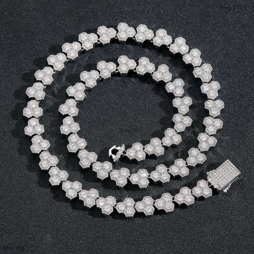 Spring Buckle 10mm Geometric Tennis Clavicle Chain Creative Niche Men's Moissanite chain Hip-Hop Necklace