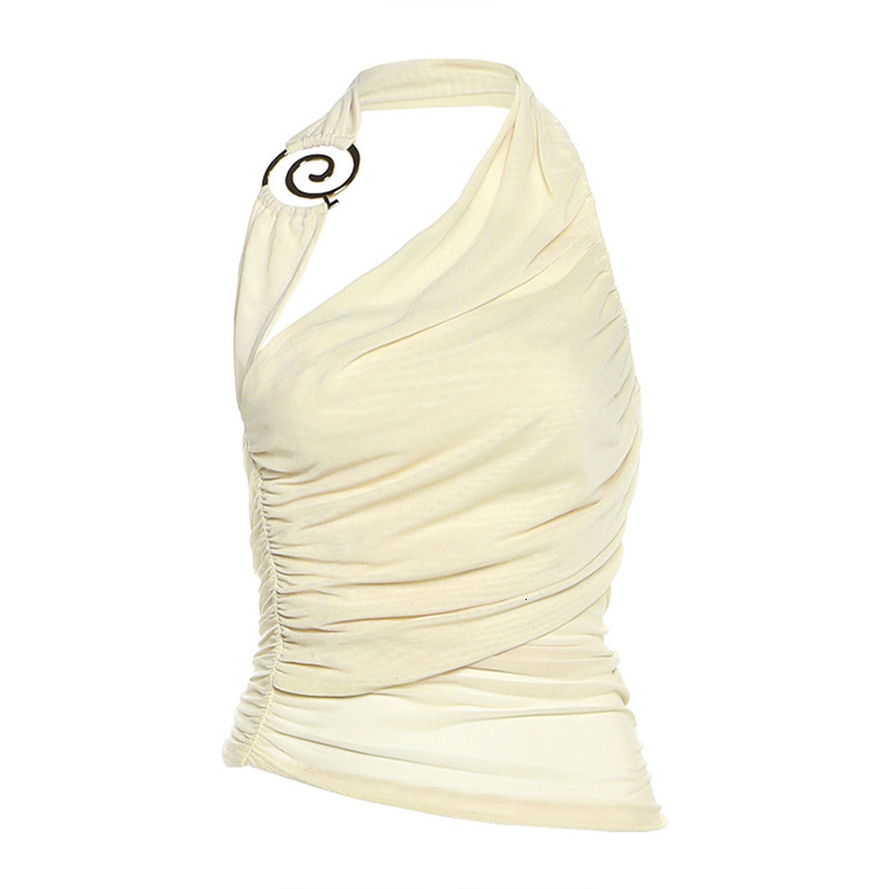 2025 Summer New Fashion Sexy Halter Neck Vest Slim Fit Ruched Crop Top for Women
