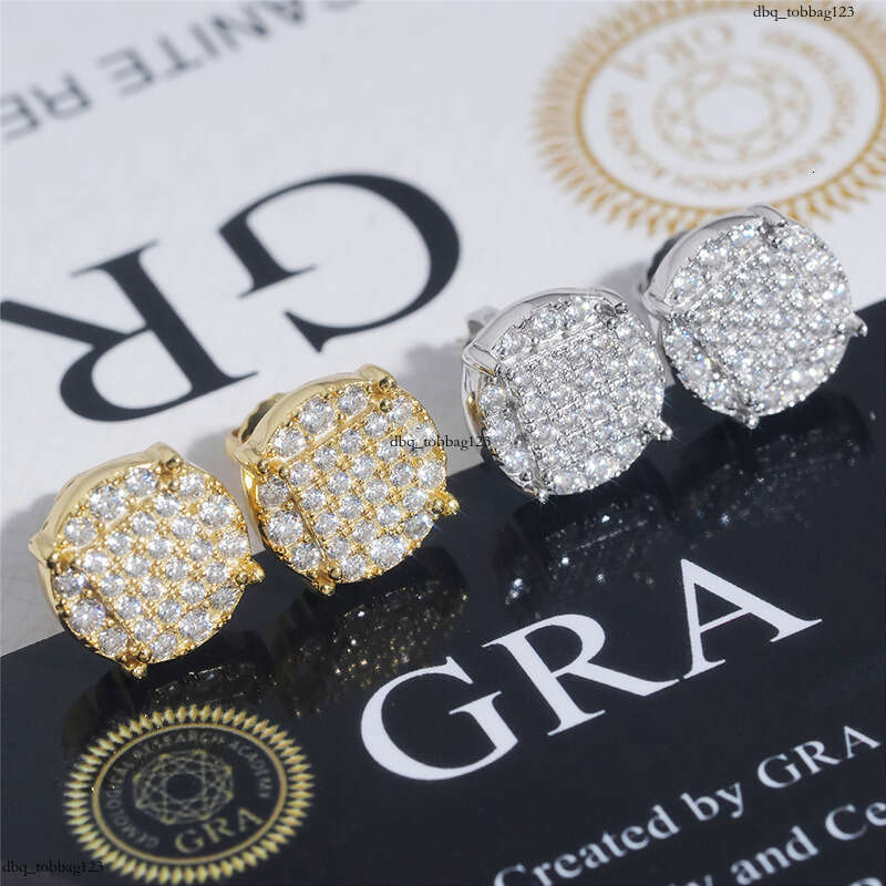 ICED OUT Moissanite for Men and Women Classic Round Sier Real Gold Plated Earrings