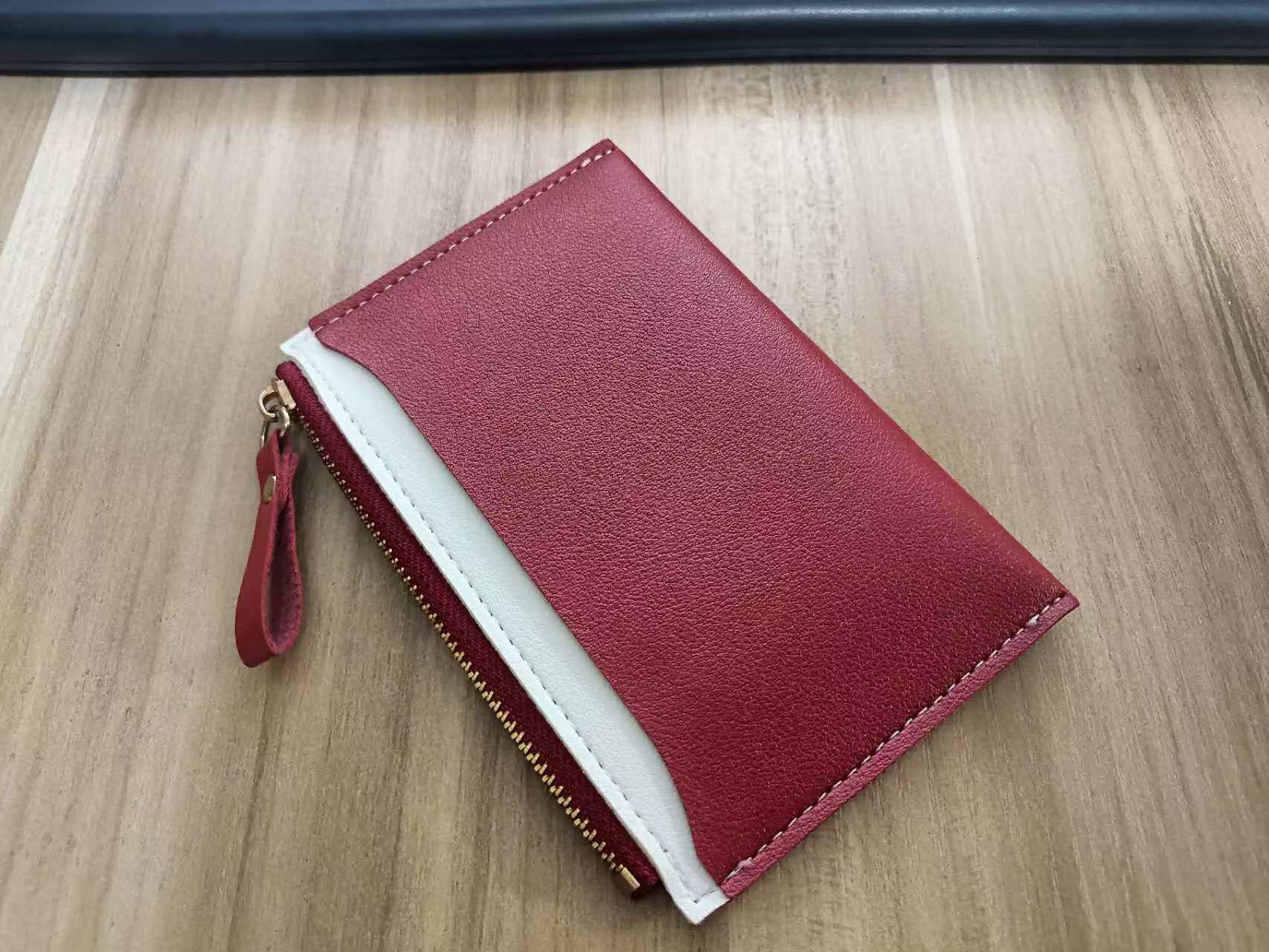 Cowhide Small Card Holder Soft Luxury Bag Leather Genuine Leather Texture Mini Unisex ID Card Holder Women Zipper Ladies Coin Purse