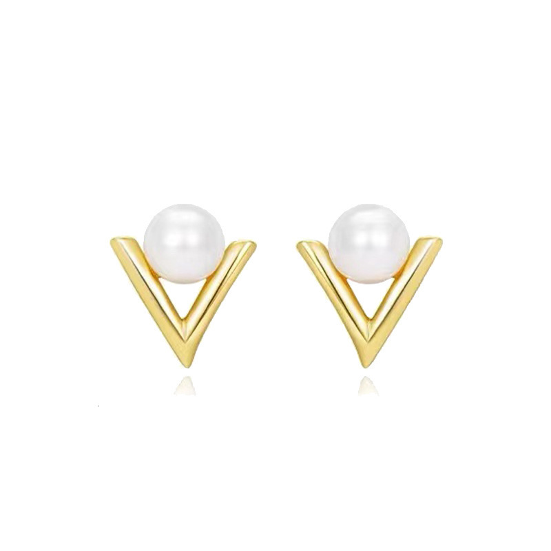 S999 Pure Silver Needle Triangle Freshwater Pearl Earrings Free Shipping Designer Luxury Jewelry New Women's Clip On Non Perforated Ear Accessori