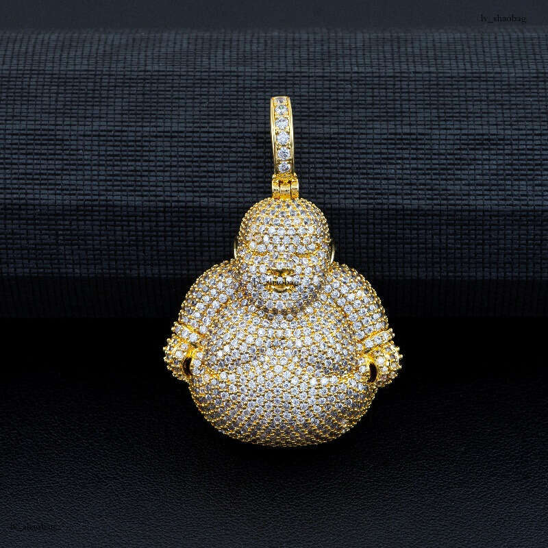 Unique Niche Big Belly Buddha Electroplated Sterling Silver Inlaid with Moissanite chain Full Dia Pendant Hot-Selling Jewelry