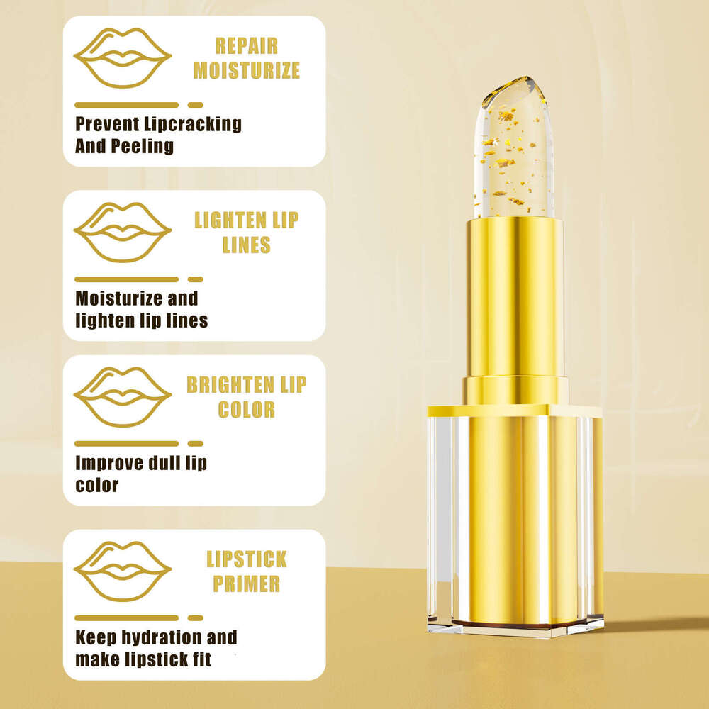 HelloKiss Moisturizing Care Gold Foil Color Lipstick Gentle Nourishing Fade Lines Temperature Changing Lip Balm Free shipping