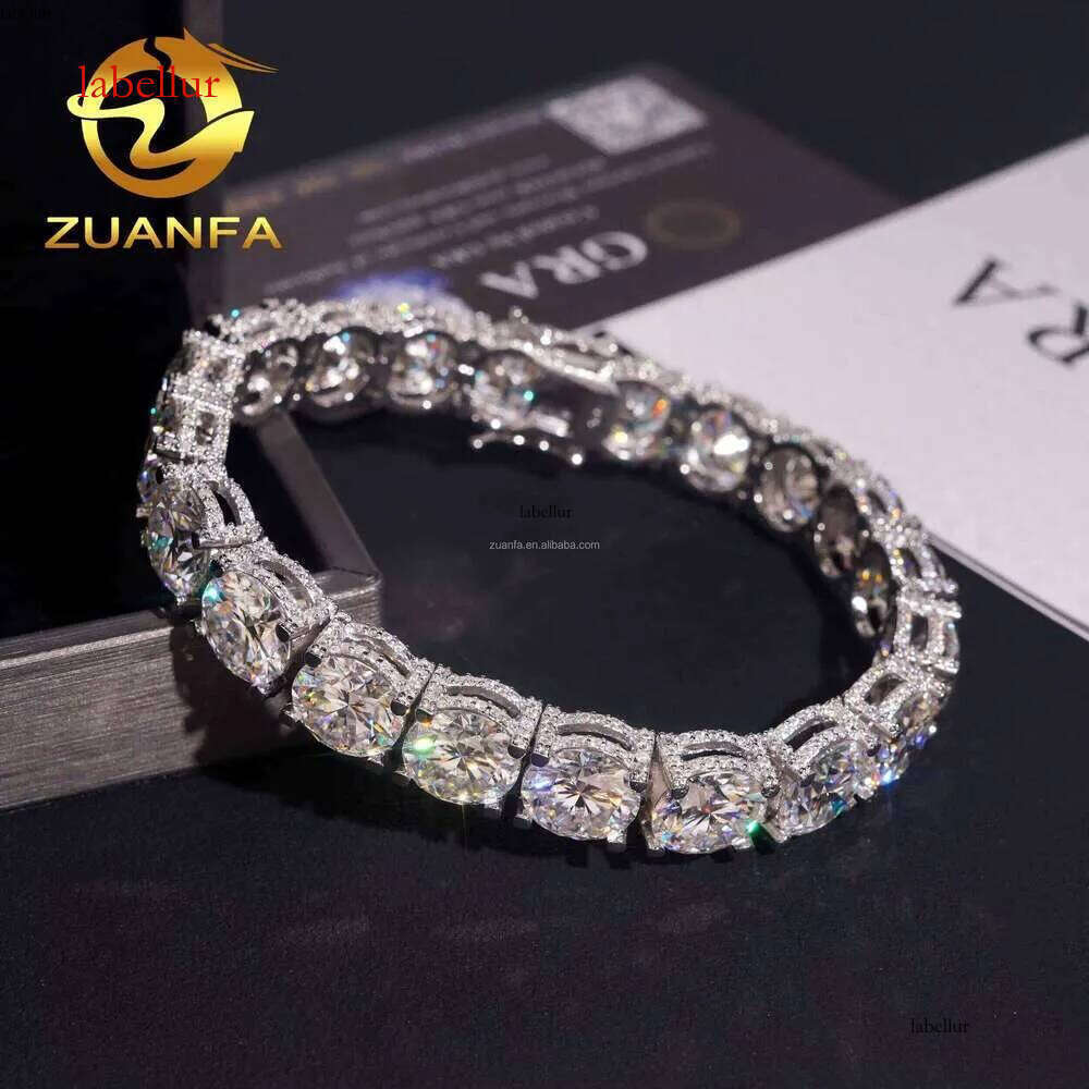 Fashion Style Luxurious Rapper Jewelry 10Mm Big S Sier Iced Out Hip Hop Vvvs1 Silicon Cluster Tennis Bracelet