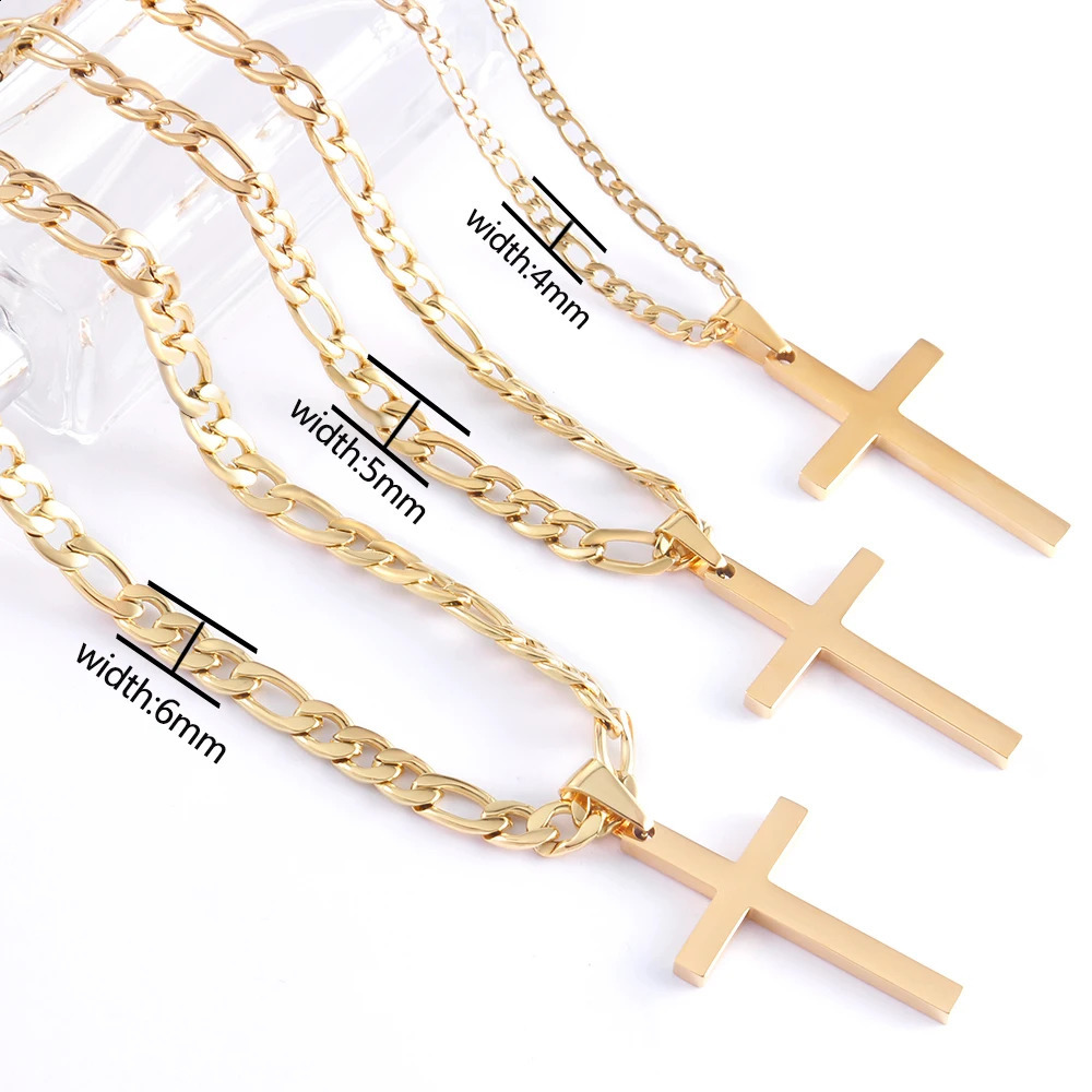 Cross Pendant Waterproof NK Necklaces for Men Women Basic Punk Stainless Steel Figaro Chain Fashion Jewelry Accessories Gift 250805