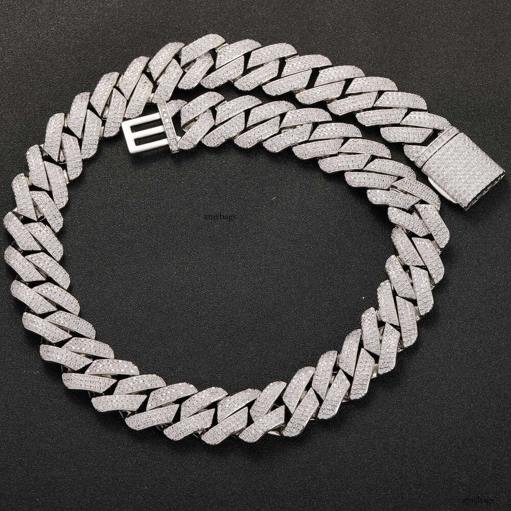 Hip Hop 20mm Three Row Moissanite chain Cuban Chain Thick Rhombus Trendy Brand Jewelry Full Dia Men's Necklace