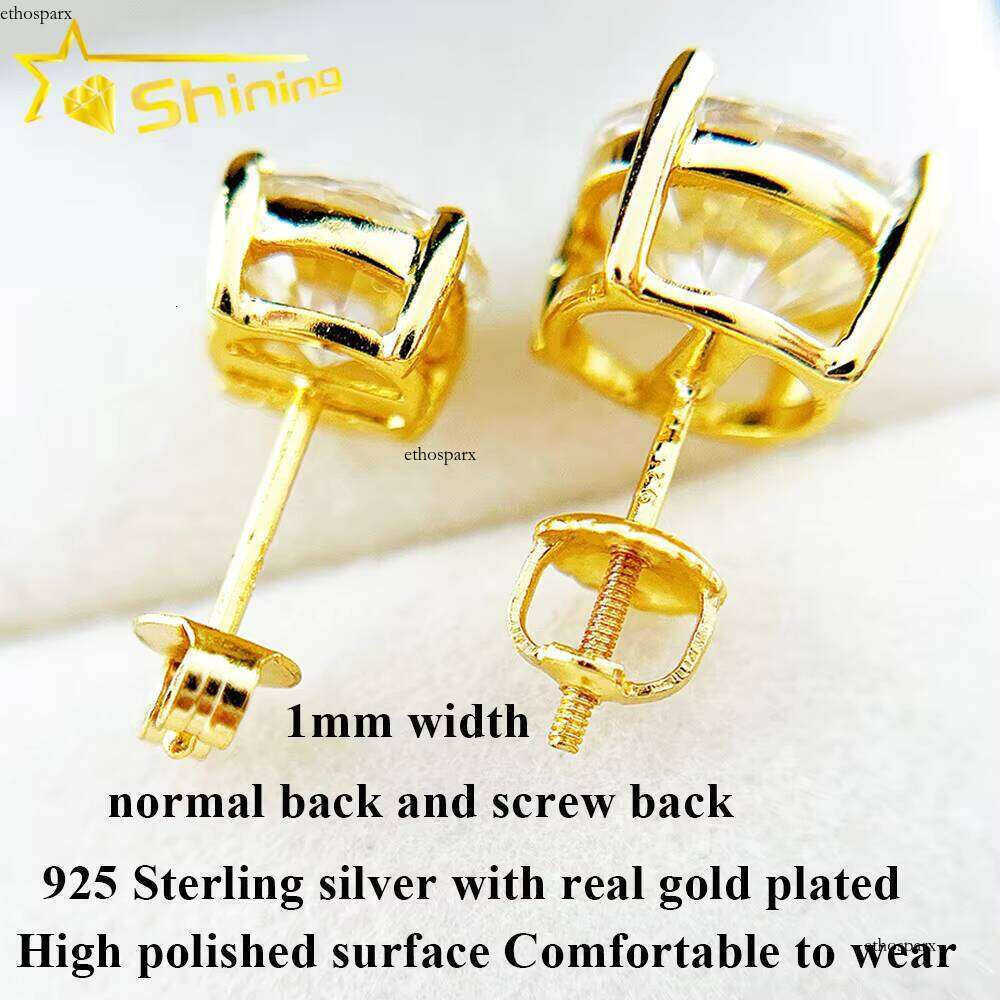 Cheapest Classical 4prongs Moissnaite Sier Gold Plated Screw Back Stud Earring Trendy Find Jewelry