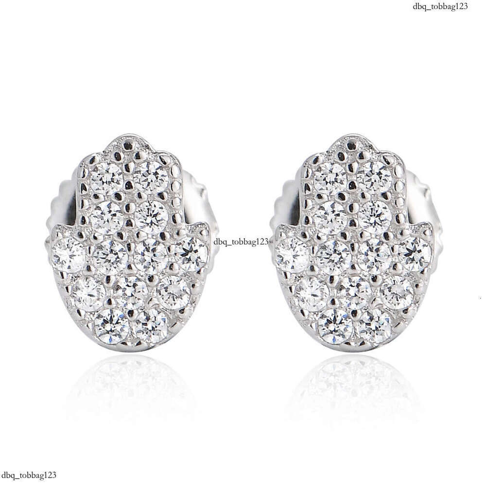 New Micro-Paved Zircon Iced Out VVS Small Hand Hip-Hop Earrings