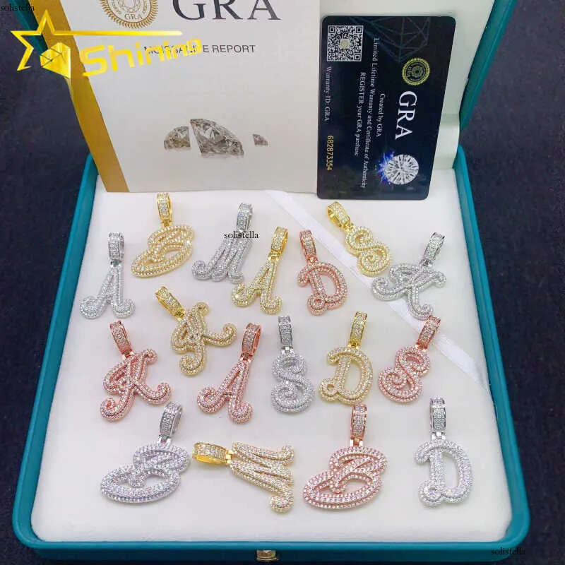 Hip Hop Jewelry Dia Charms Sterling Sier Iced Out Gold Plated Moissanite Letter Pendant Men Gifts