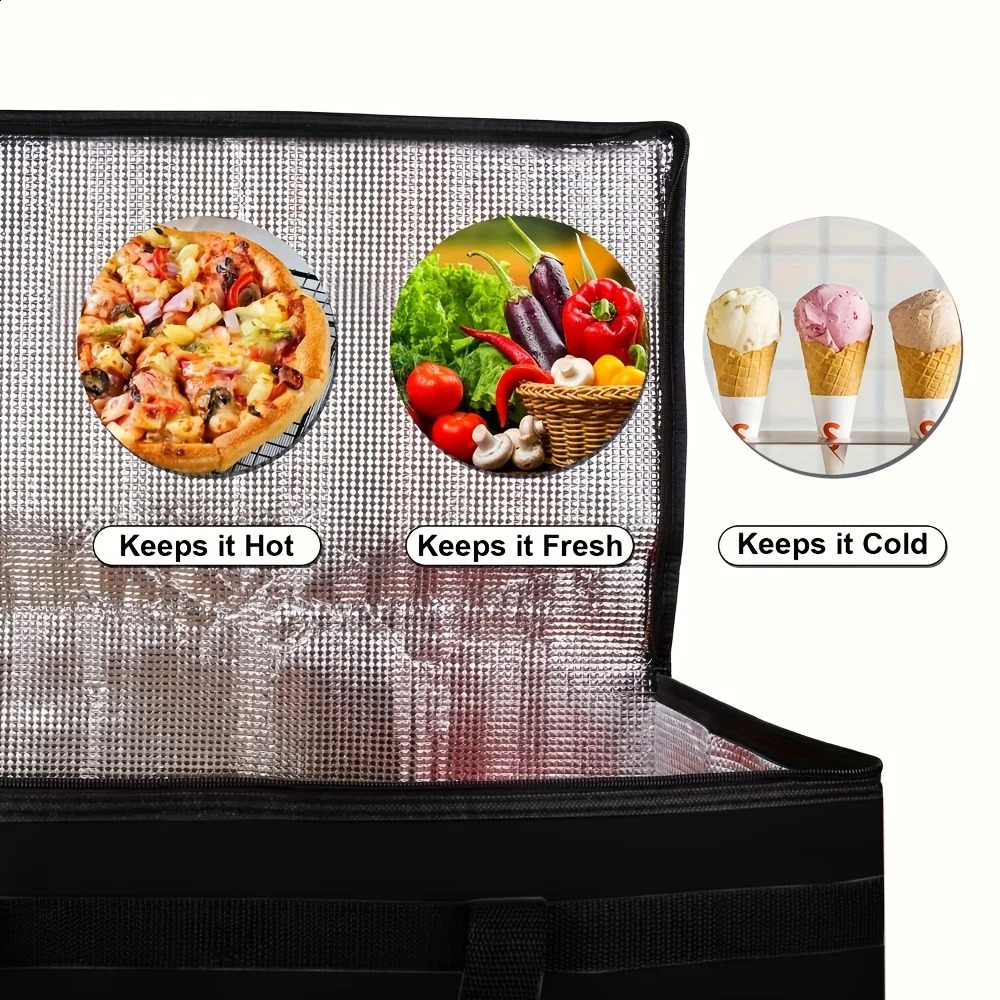 1 Set Bag Bottom XXXL Large Capacity Reusable Warming Bag with Removable Hard Bottom 3 Layers Insulated Pizza Delivery Bag 250804
