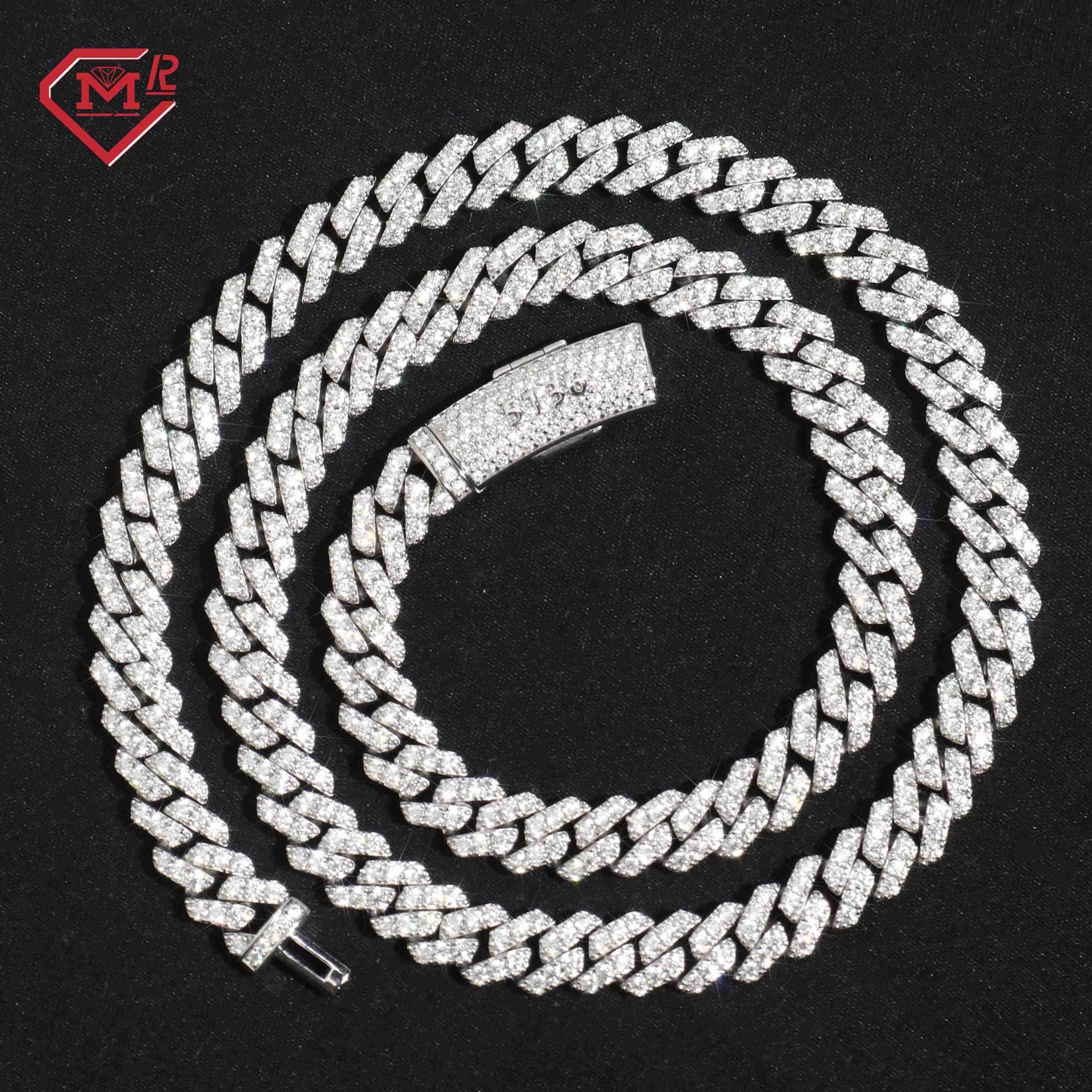 Small Size Cuban Link Chain Necklace Hiphop Rappers 925 Silver Vvs Iced Out Moissanite Cuban Chain