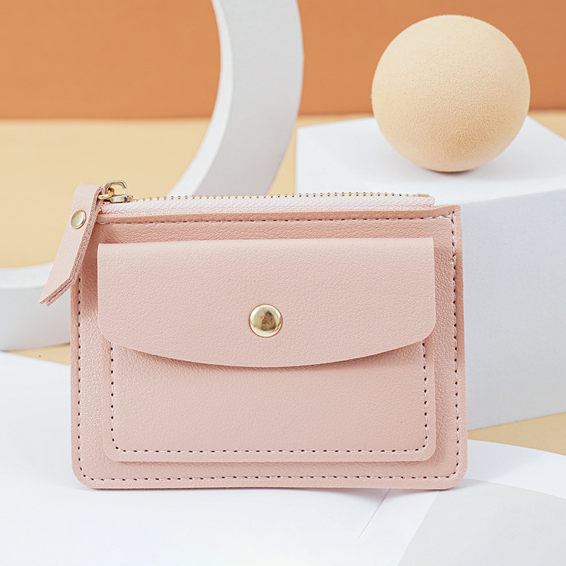 2 New Women's Multifunctional Card Holder Short Fashion Luxury Bag Simple Coin Purse Zipper Buckle Card Holder Coin Clip