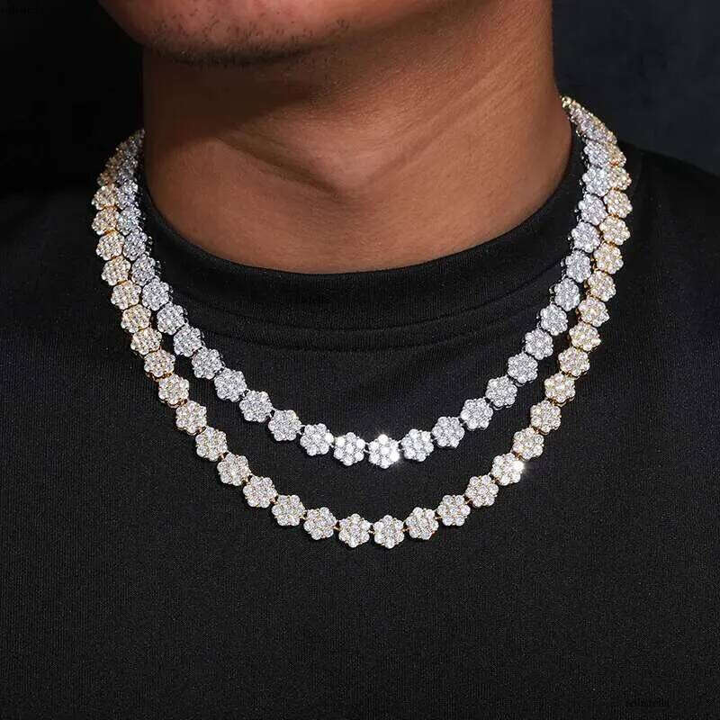 10mm Moissanite VVS1 Sier For Women Iced Out Chain Link Necklace Unisex Fine Hip Hop Jewelry