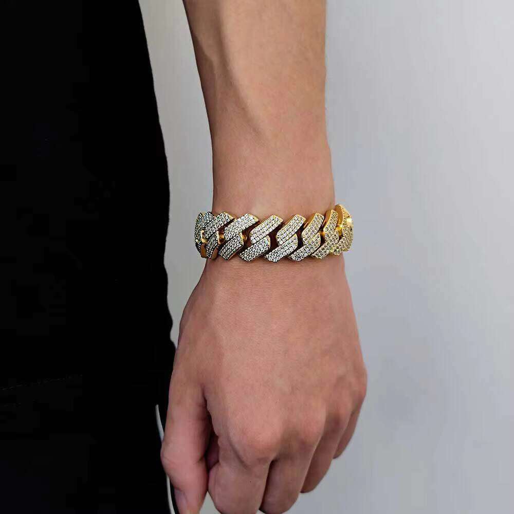 Chain Gold-Plated Shiny Miami Cuban Necklace Men's 20mm Iced Hip-Hop Jewelry