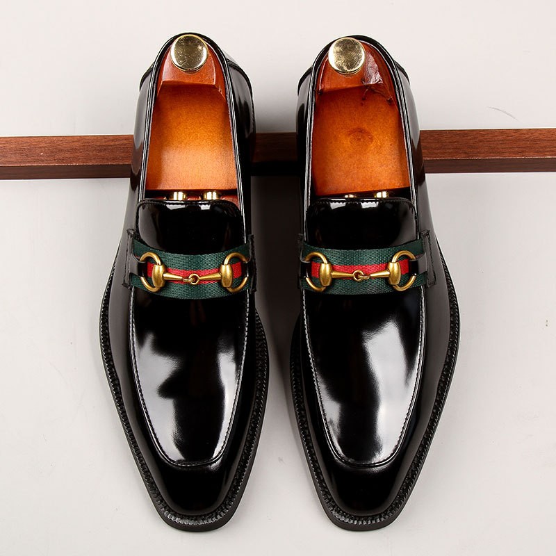 High-Quality British Style Black Patent Leather Men's Wedding Footwear