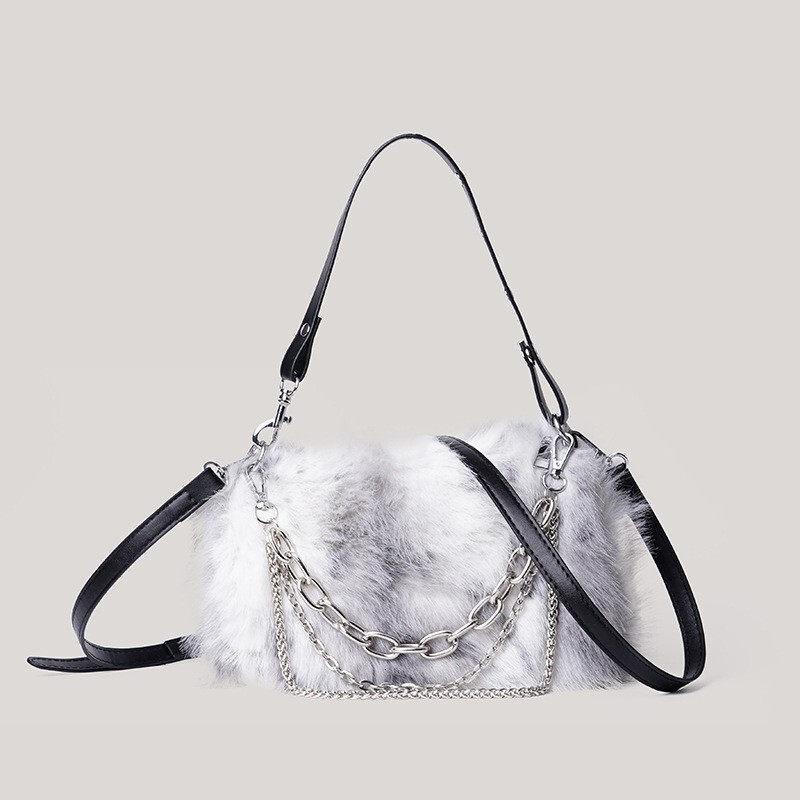 Gradient Color Furry for Women 2025 New Winter Plush Underarm Shoulder Bag ddmymoon